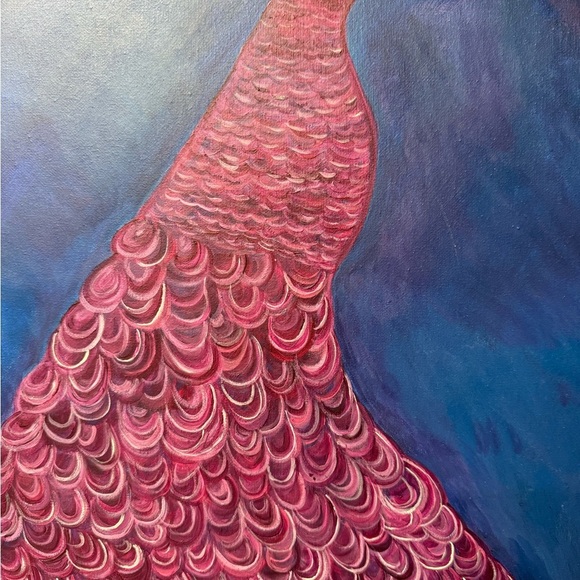 Peacock Acrylic Painting Original on Canvas - Picture 3 of 3